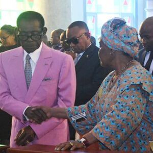 Teodoro Obiang lors de la célébration religieuse organisée à Akuakam Esangui