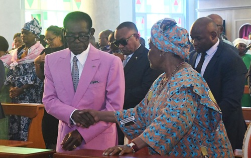 Teodoro Obiang lors de la célébration religieuse organisée à Akuakam Esangui