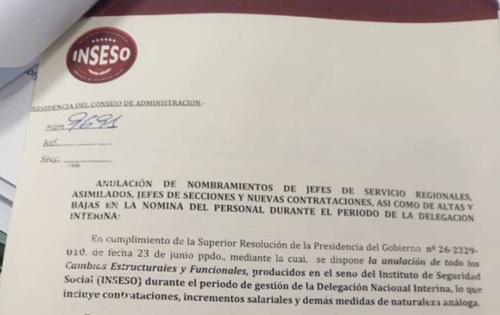 Documentos del INSESO sobre la anulación de 37 nombramientos