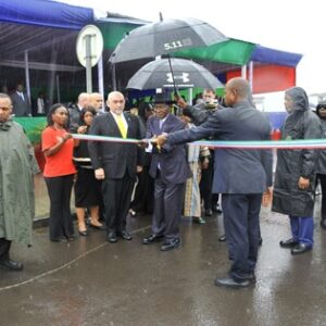 Teodoro Obiang durante la inauguración del tramo Sampaka-Timbabe