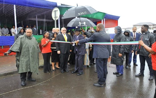 Teodoro Obiang durante la inauguración del tramo Sampaka-Timbabe