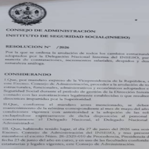 Resolución del INSESO que ordena anular decisiones de la Dirección Interina